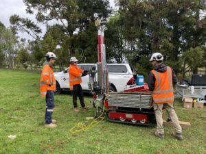 Geotechnics technicians working Pagani CPT rig